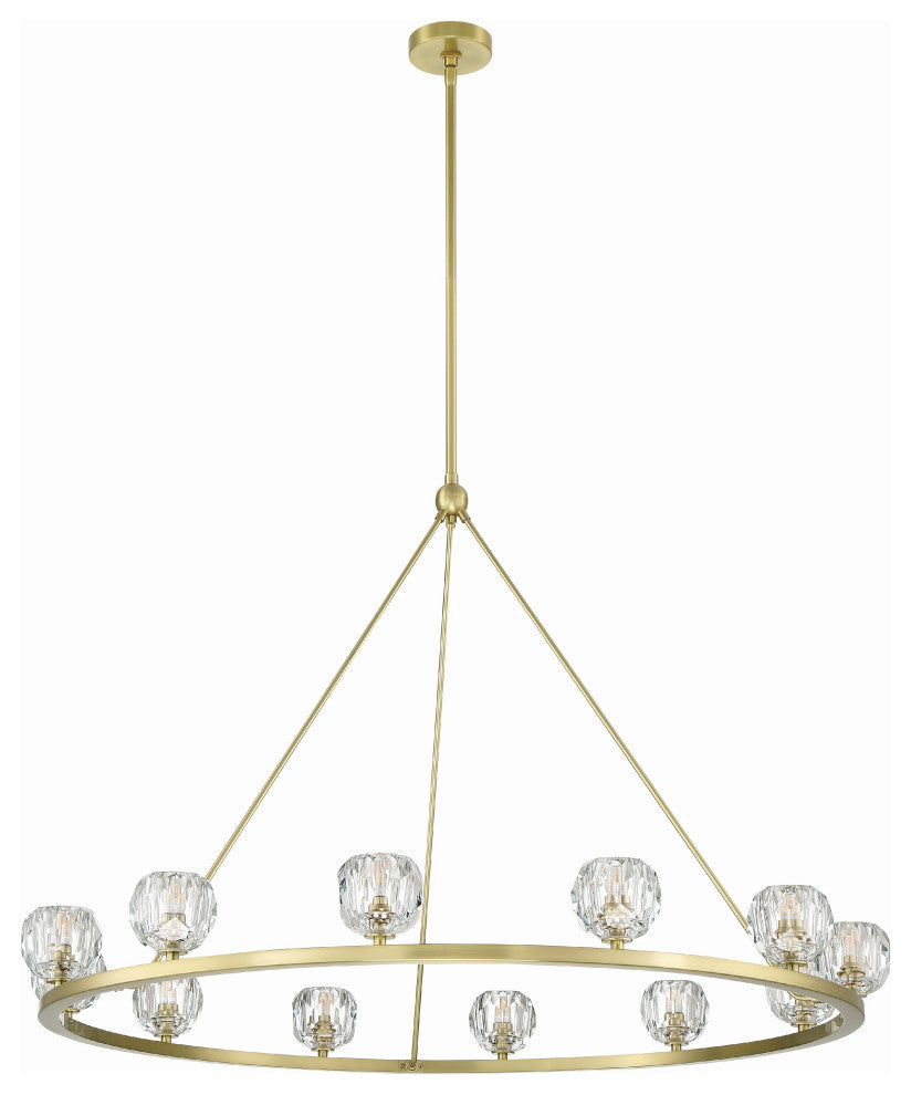 Aragon 12-Light Soft Brass Chandelier, Faceted Cut Crystal
