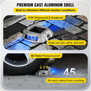 Solar Driveway Lights, Switch Button, Wireless, 6 LEDs, Blue, 24 Pieces