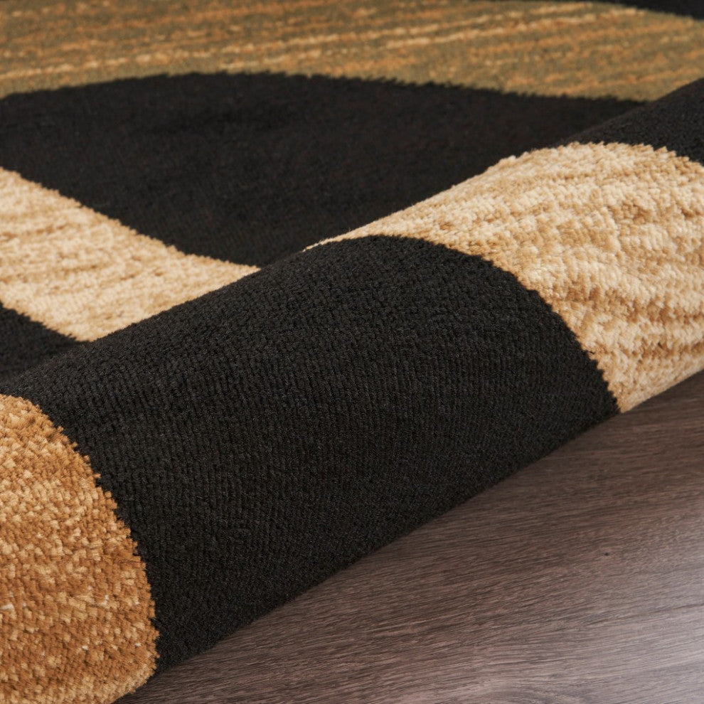 5' x 7' Black Abstract Geometric Area Rug