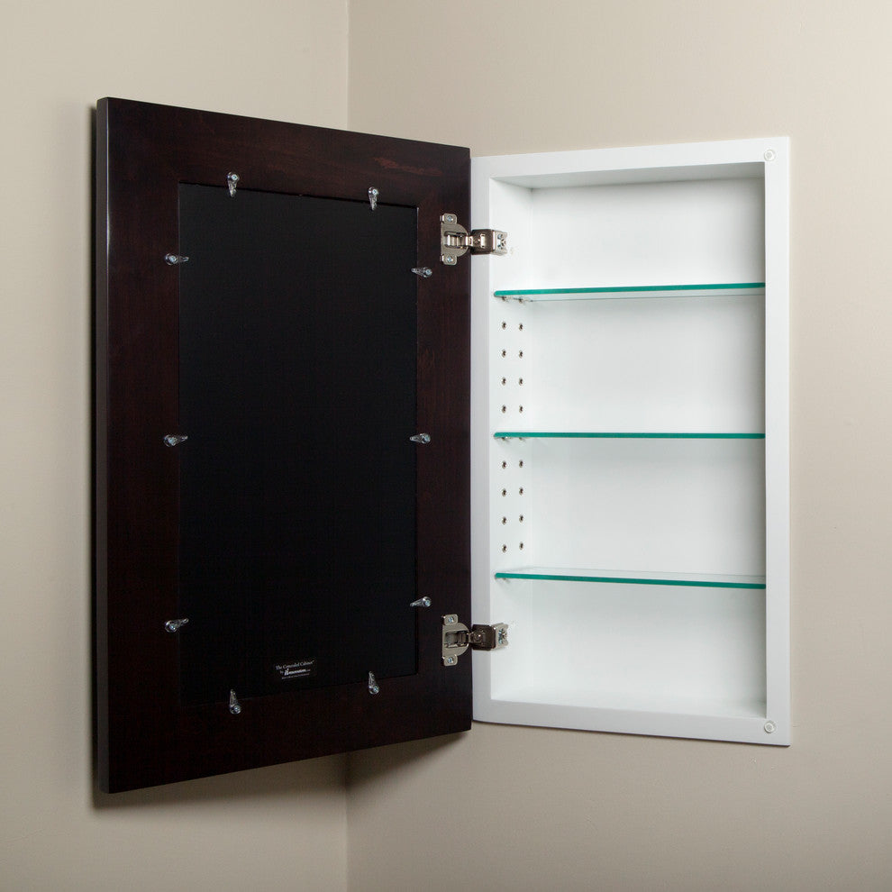 14x24 Fox Hollow Furnishings Mirrored Medicine Cabinet, Coffee Bean