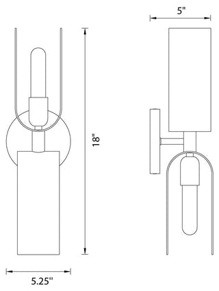 Designers Fountain D263M-2WS U Turn 2 Light 18" Tall Wall Sconce - Matte Black