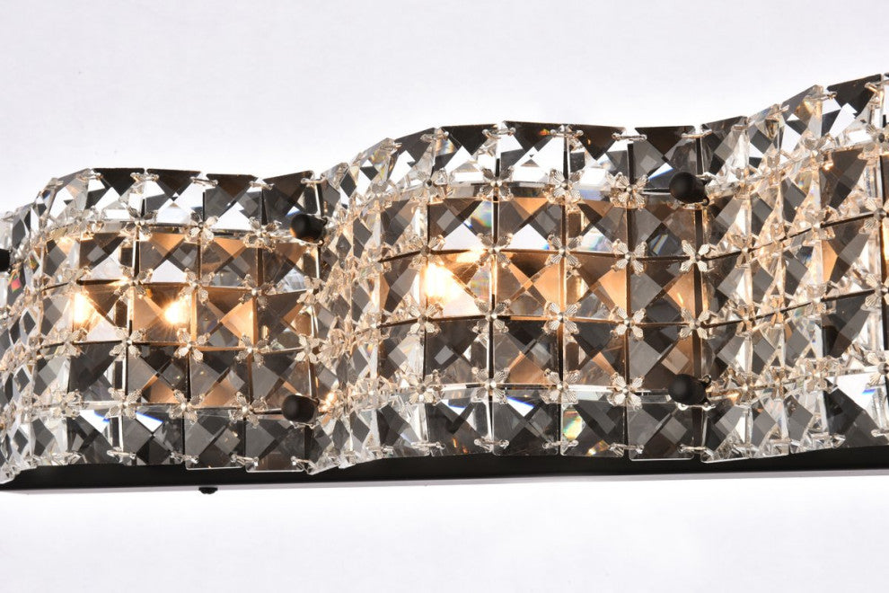 Oliver Light Bath Sconce, Black With Clear Crystals