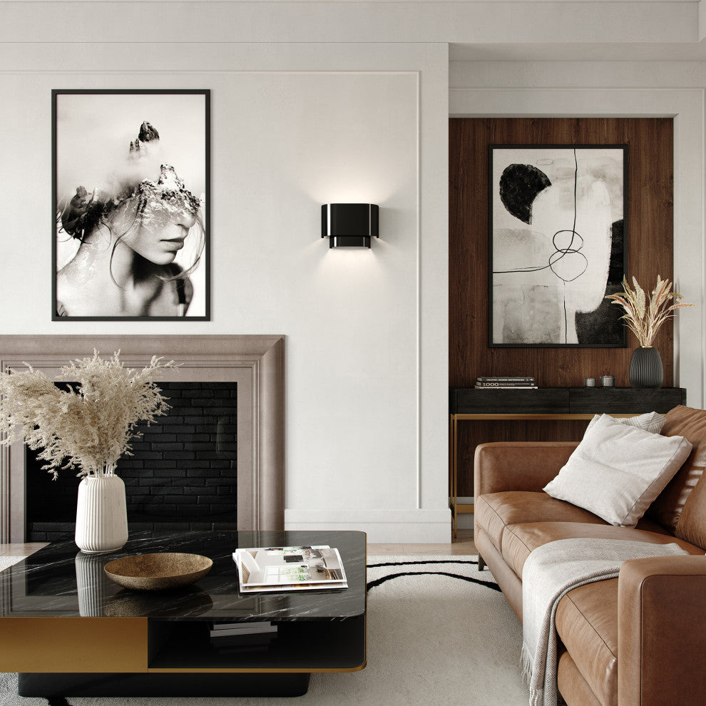 Springview 1 Light Shiny Black ADA Sconce with Shiny Black Metal Shade