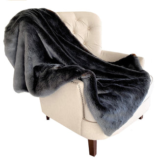 Plutus Two Tone Gray/Amber Handmade Luxury Throw with Floral Backing