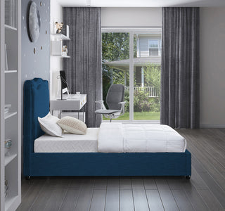 Felix Linen Upholstered Bed, Navy, Twin