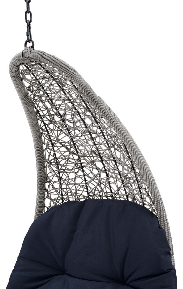Swing Lounge Chair, Gray Blue Navy, Modern, Outdoor Patio Balcony Garden