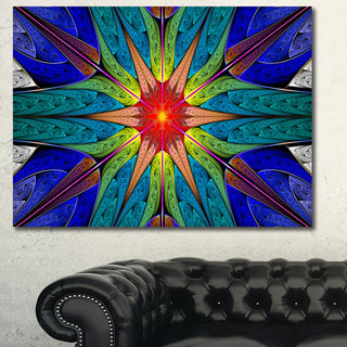 Budding Fractal Colorful Flower, Oversized Abstract Canvas Art Print, 60x40