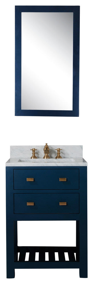 Madalyn 24" Monarch Blue Bathroom Vanity With Satin Brass Faucet