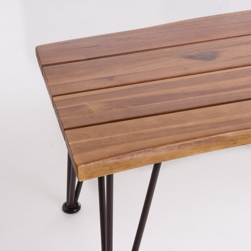 GDF Studio Zephyra Rustic Finished Iron and Acacia Wood Coffee Table