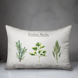 Watercolor Kitchen Herbs Pillow 14x20 Spun Poly Pillow