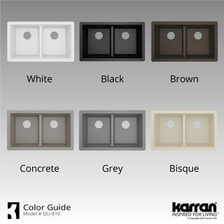 Karran 32" Undermount Double Bowl 50/50 Quartz Kitchen Sink Kit, Bisque