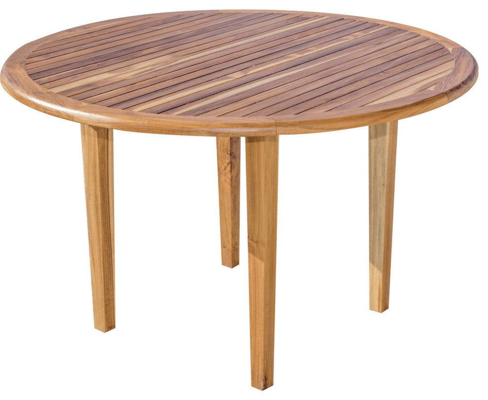 48" Natural Rounded Solid Wood Outdoor Dining Table