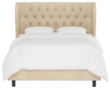 Bradwell Tufted Wingback Bed, Velvet Pearl, Queen