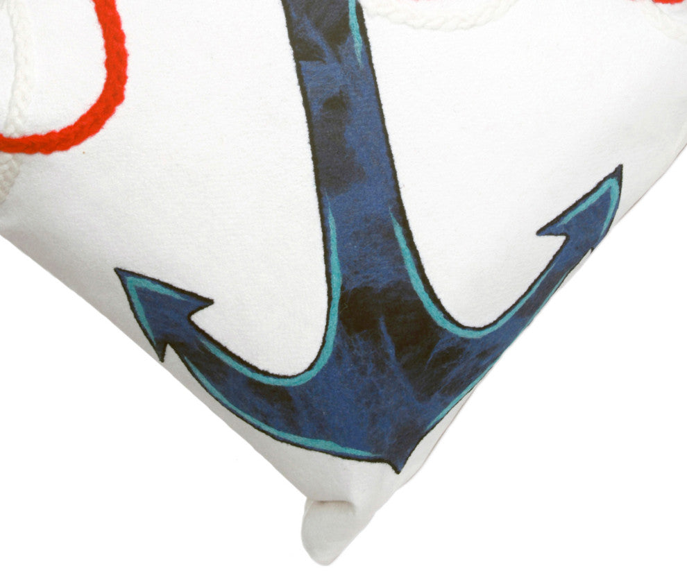 Visions I Anchor Indoor/Outdoor Pillow, White, 12"x20"