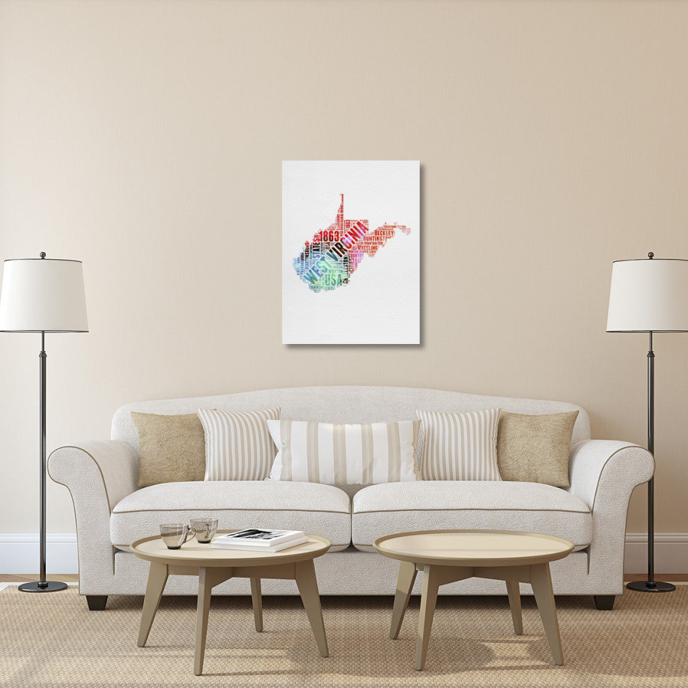 "West Virginia Watercolor Word Cloud" Fine Art Print