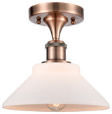 Orwell 1-Light Semi-Flush Mount, Antique Copper, Matte White
