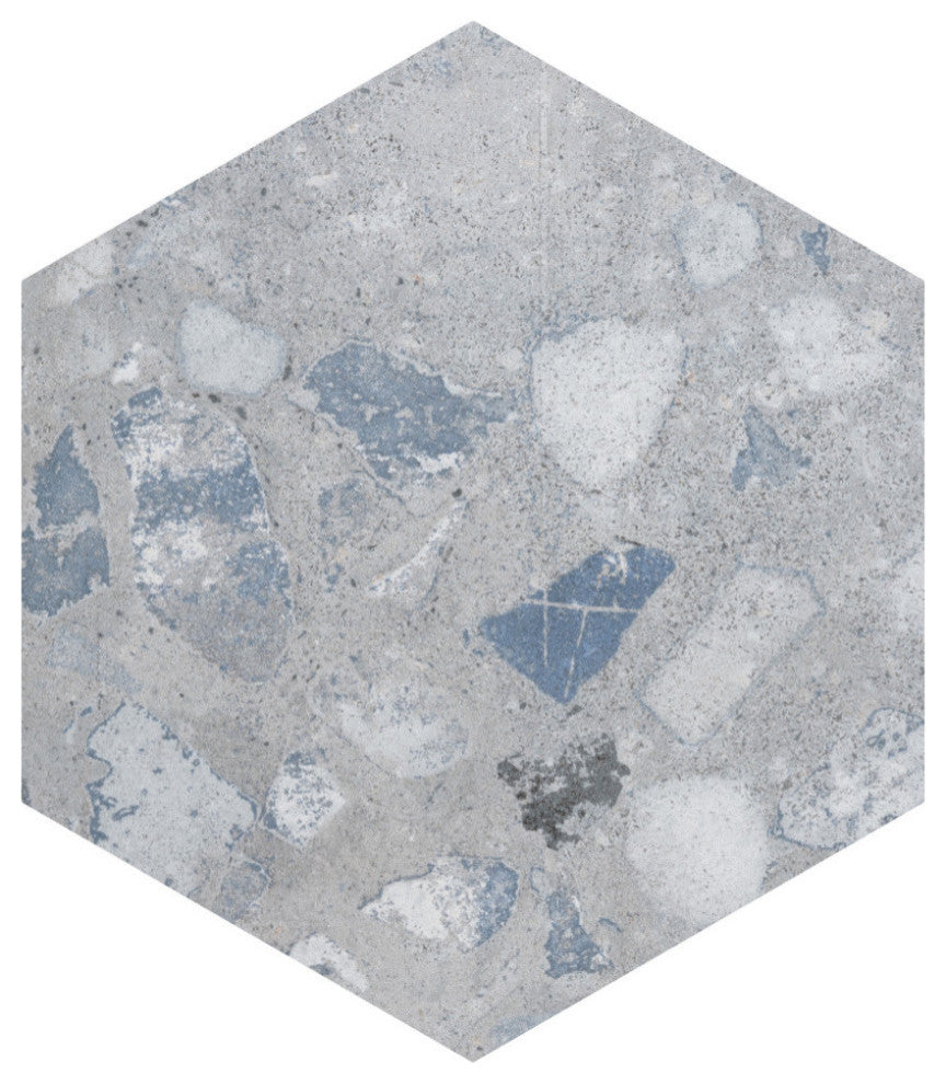 Recycle Hex River Blue Porcelain Floor and Wall Tile Sample