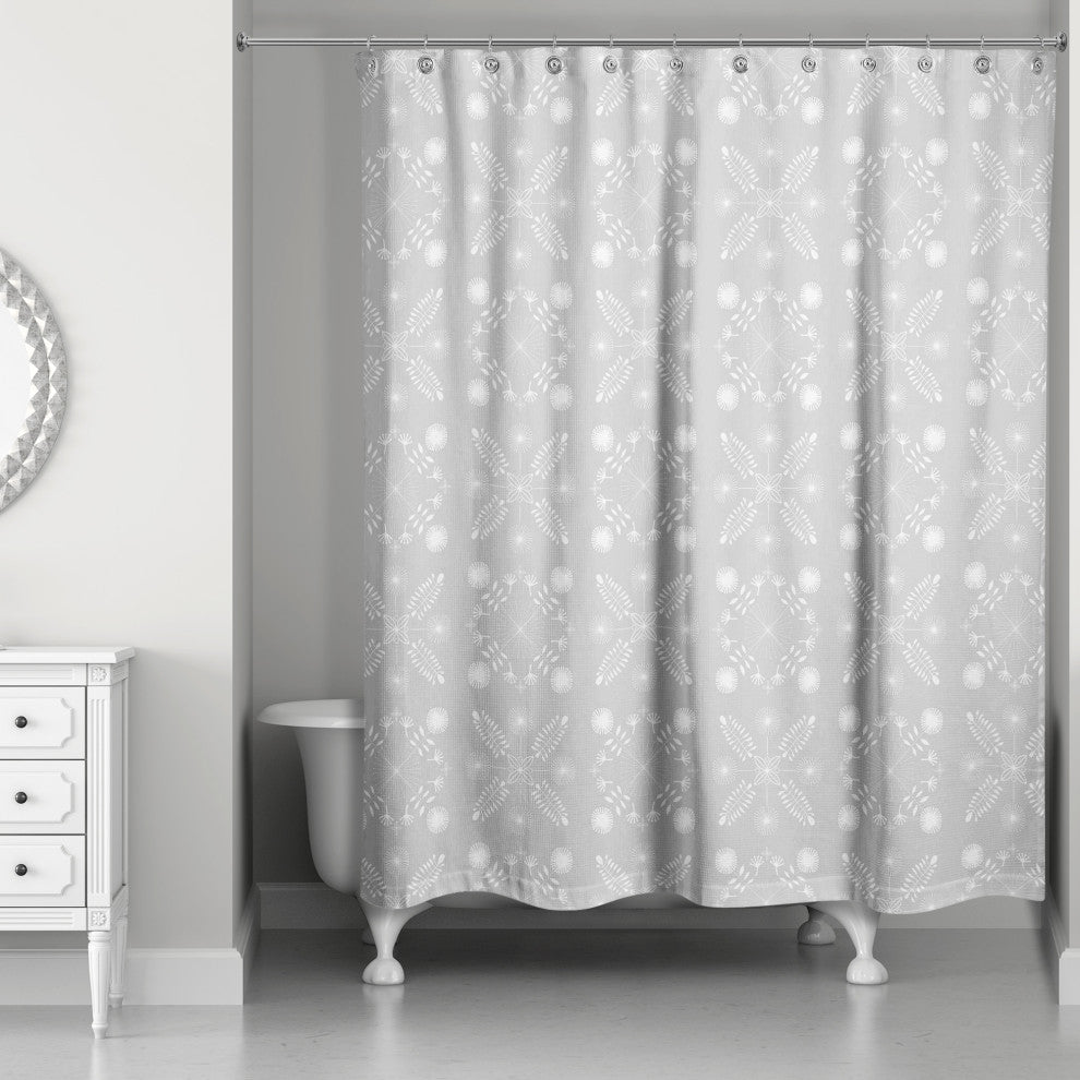Light Gray Mod Medallions 71x74 Shower Curtain