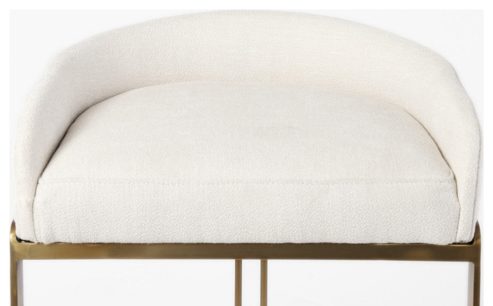 29" Off White and Gold Low Back Counter Stool