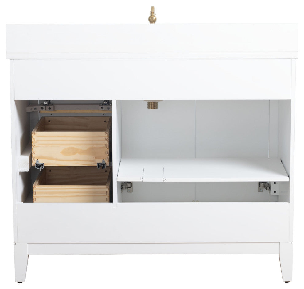 Vanity Art Bathroom Vanity With Sink, White, 42" Single