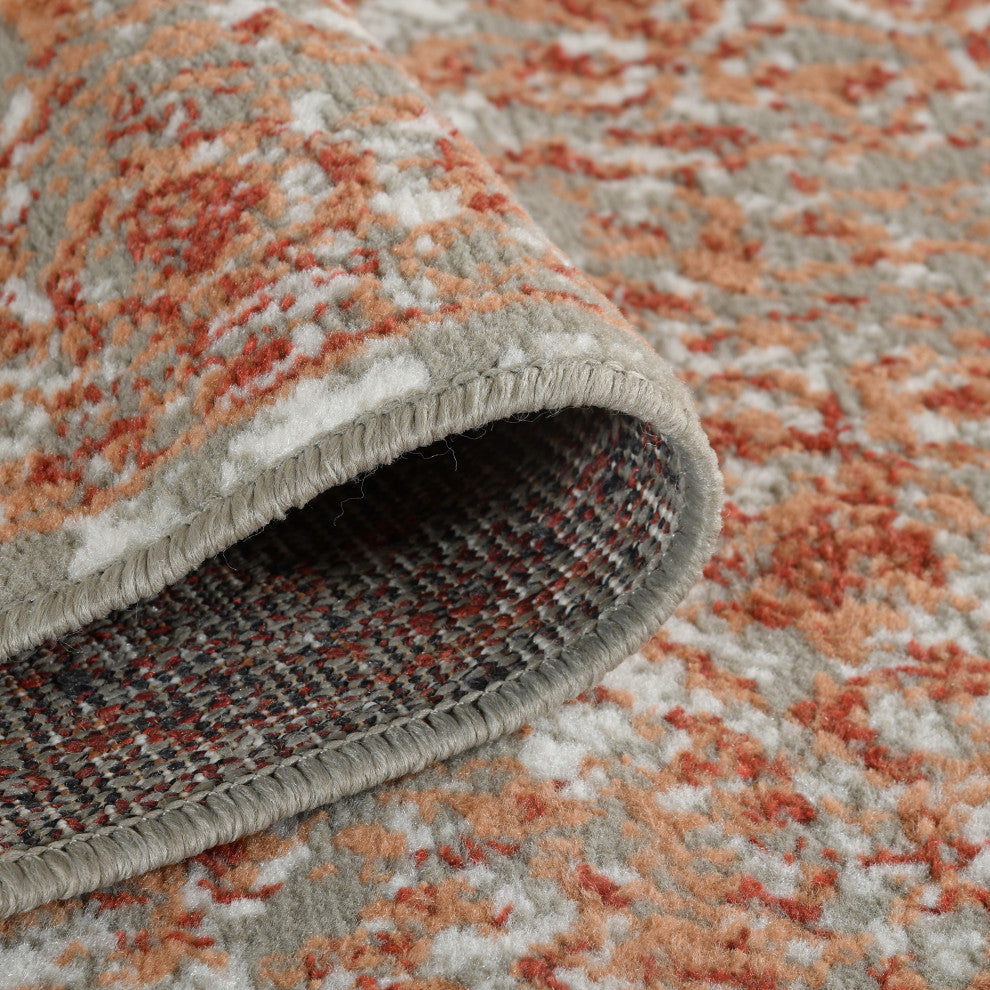 Alpine Fany Power-Loomed Polypropylene Area Rug, Orange/Gray, 7'10"x10'2"