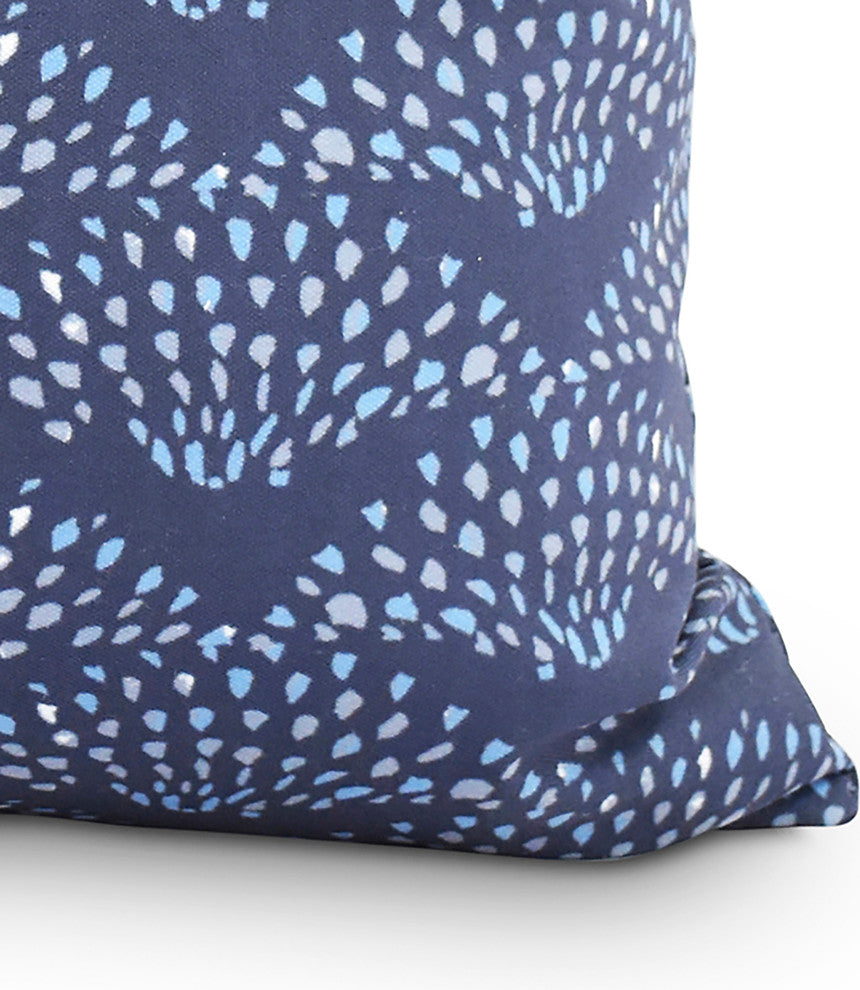 Fan Dance 16" Blue Geometric Print Decorative Throw Pillow