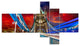Storm Over Tower Bridge at Night, Cityscape Photo Canvas Art, 60"x32", 5 panels