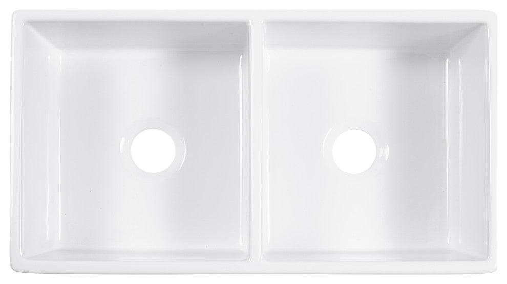 Turner White Fireclay 33" Double Bowl Farmhouse Undermount Kitchen Sink