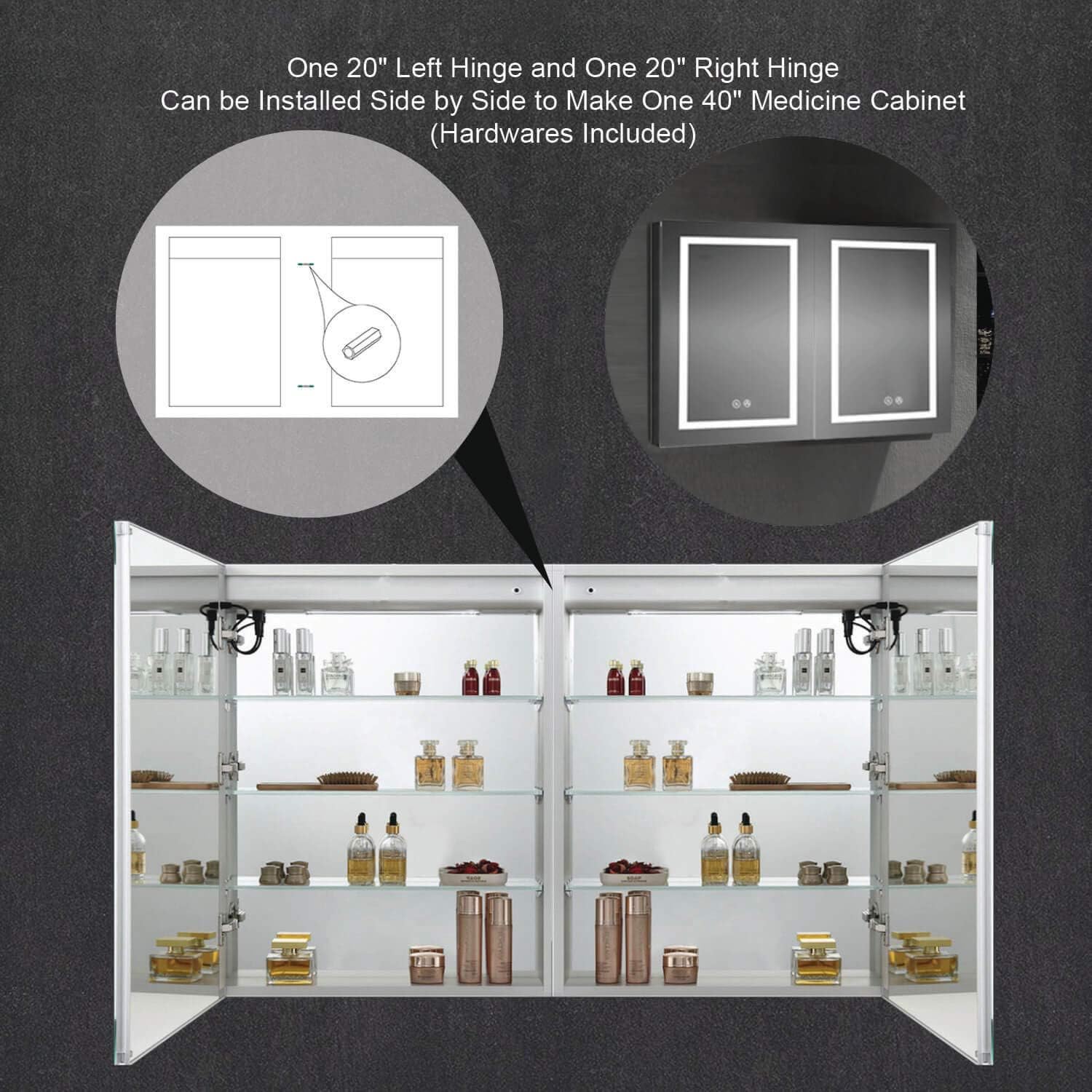 LED Medicine Cabinet With Defogger, 20/R