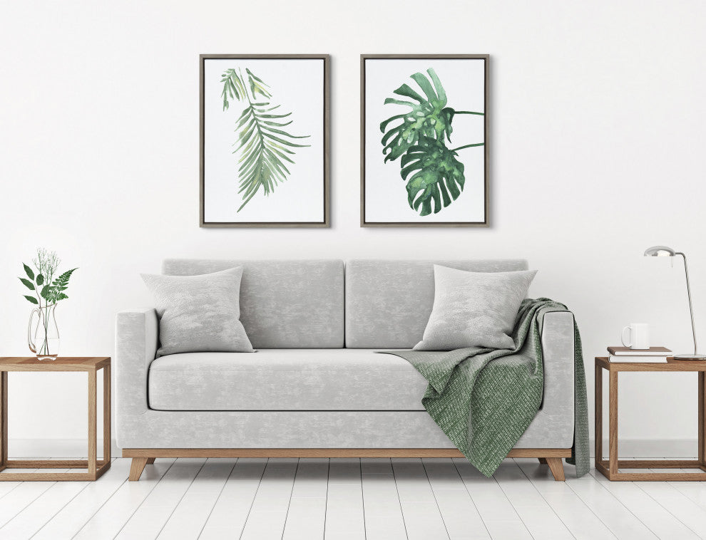 Sylvie Palm Leaf Framed Canvas by Viola Kreczmer, Gray 18x24