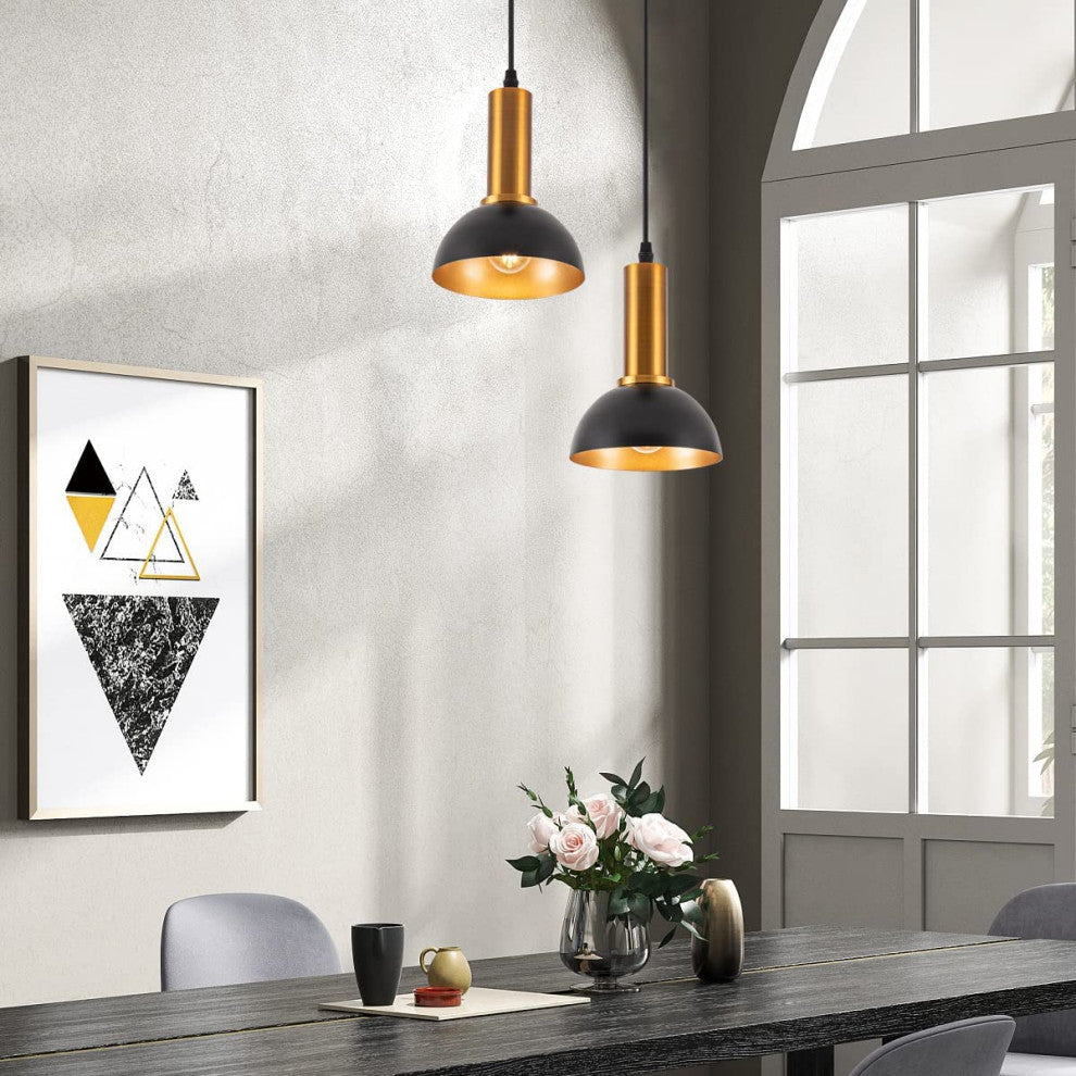Vintage Industrial Pendant Light Black Gold Hanging Light
