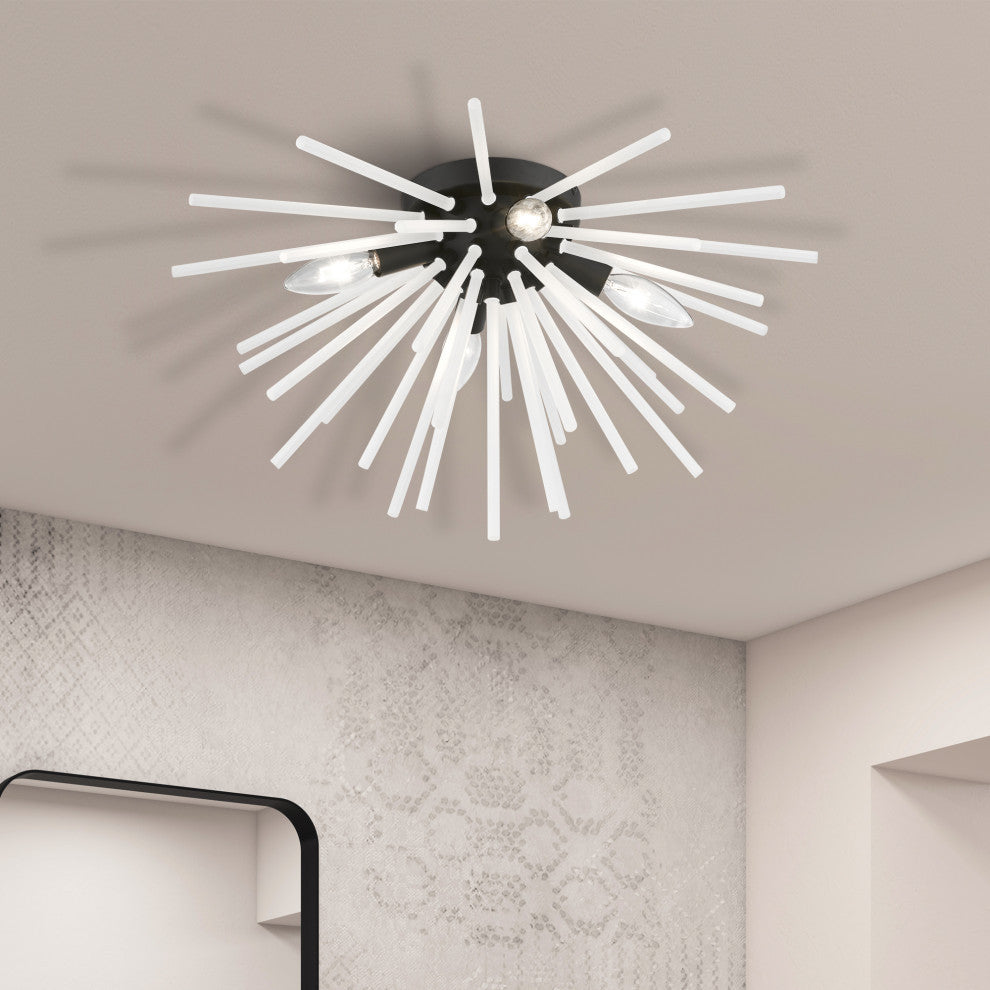 Uptown 4 Light Black Flush Mount