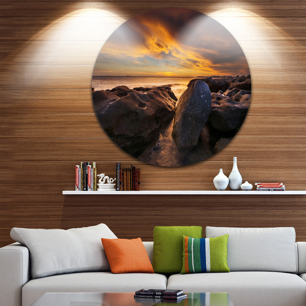 La Perhouse Beach Sydney, Seashore Disc Metal Artwork, 23"