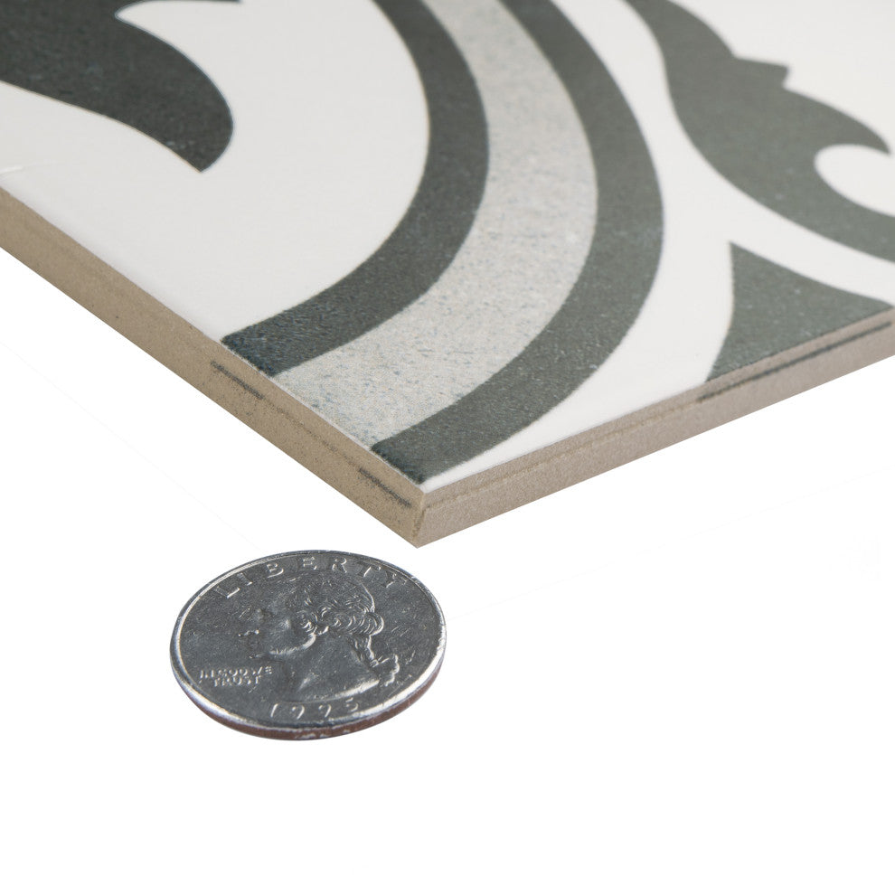 Arte Encaustic Porcelain Floor and Wall Tile, Grey
