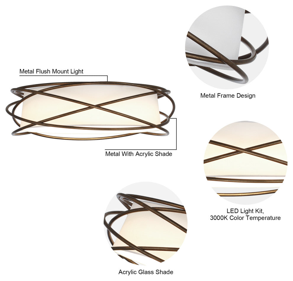 19.6 in. LED Flush-Mount Ceiling Lighting With Shade