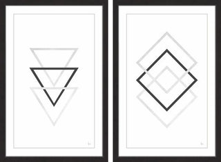 "Three on Three" Framed Painting Diptych, 40"x30"