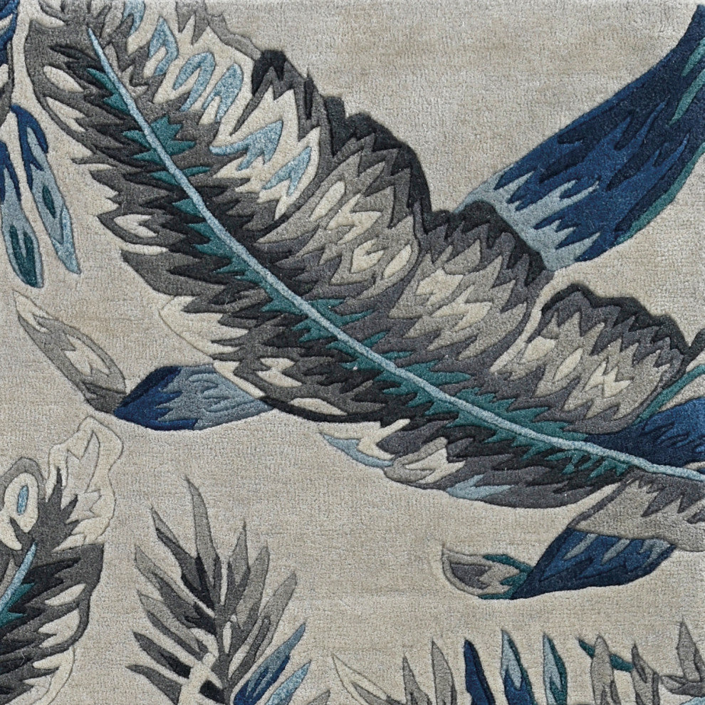 KAS Havana 2626 Gray/Blue Tropics Area Rug, 2'3"x8' Runner
