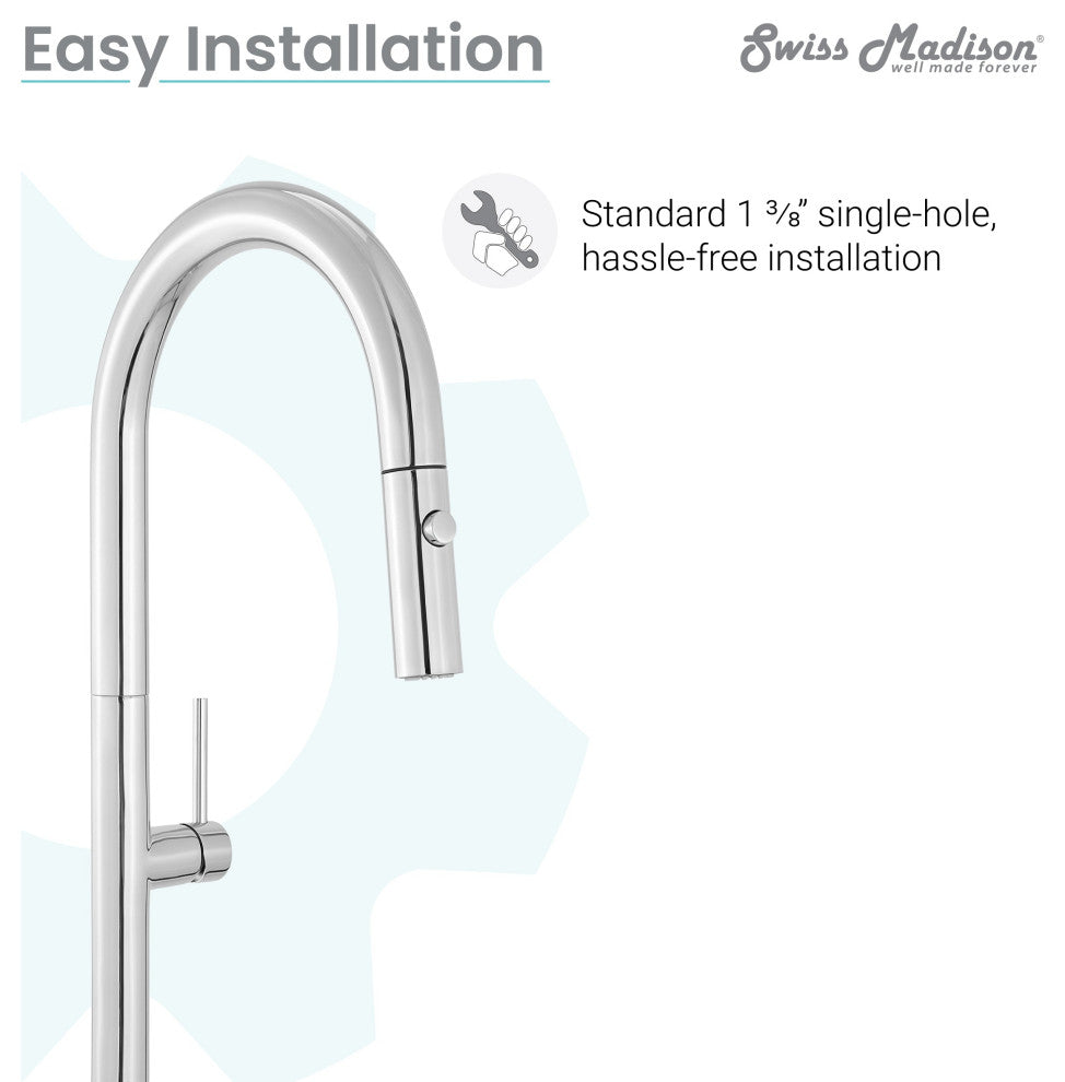 Chalet Single Handle, Pull-Down Kitchen Faucet, Chrome