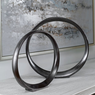 Uttermost Orbits Black Ring Sculptures, Set of 2