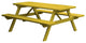 Pine Picnic Table with Attached Benches, Canary Yellow, 8 Foot