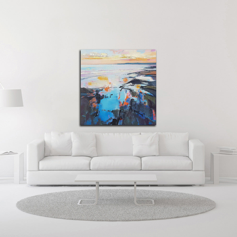 Rock Pool Sunrise by Andrew Kinmont, Print on Canvas, 24"x24"