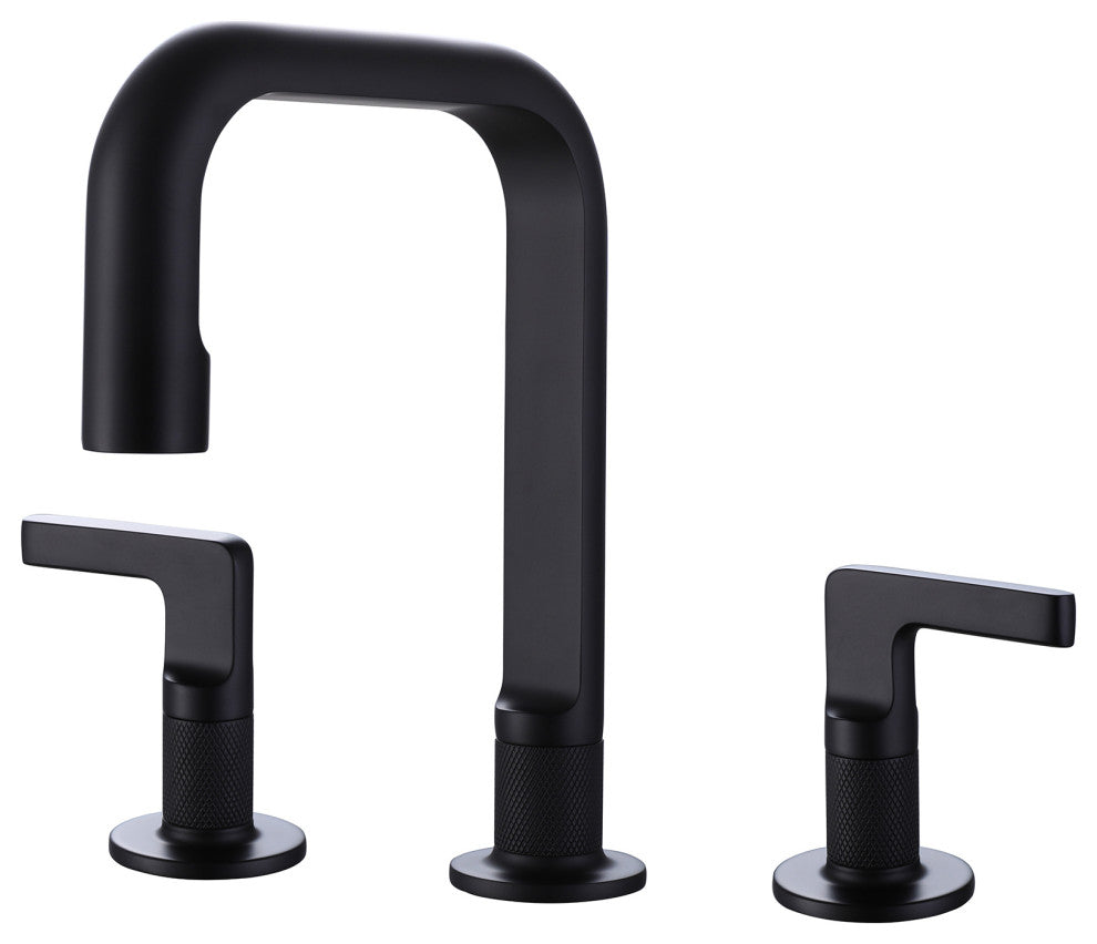 Deck Mounted Widespread Dual Handles Bathroom Sink Faucet, Matte Black