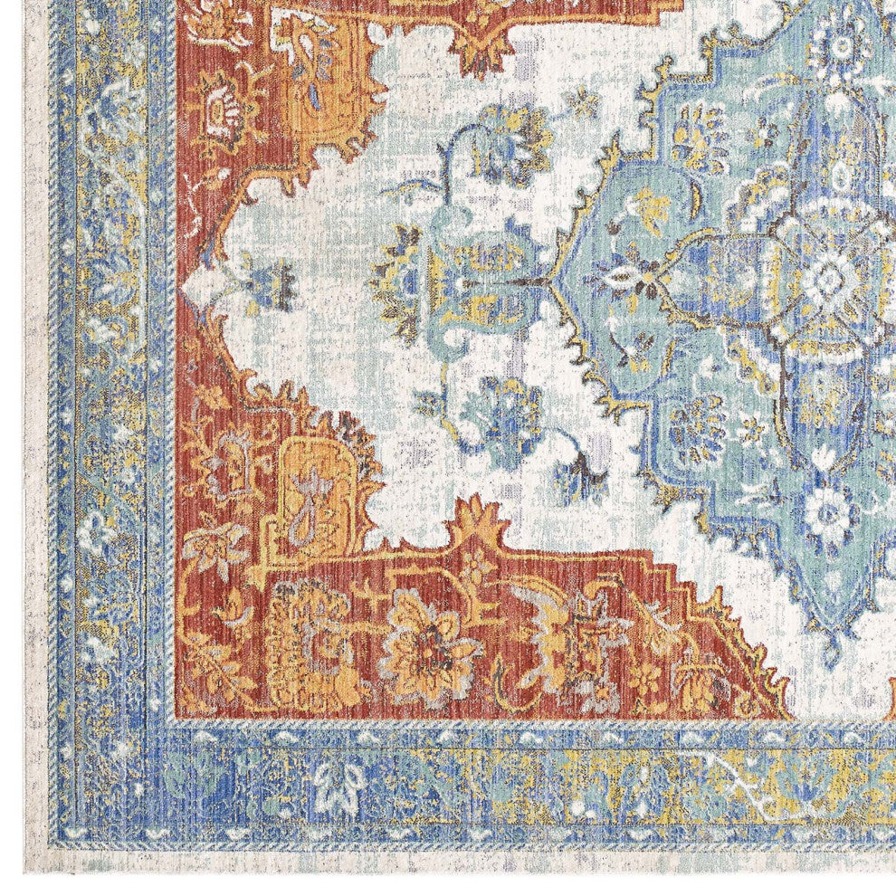 Multicolored Citlali Distressed Southwestern Aztec 8x10 Area Rug