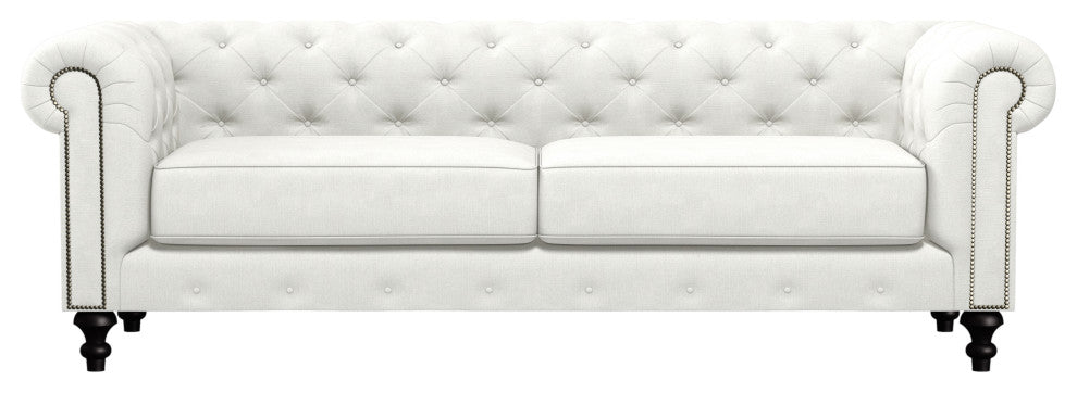 Nativa Interiors London 90" Sofa, Off White, Classic Depth