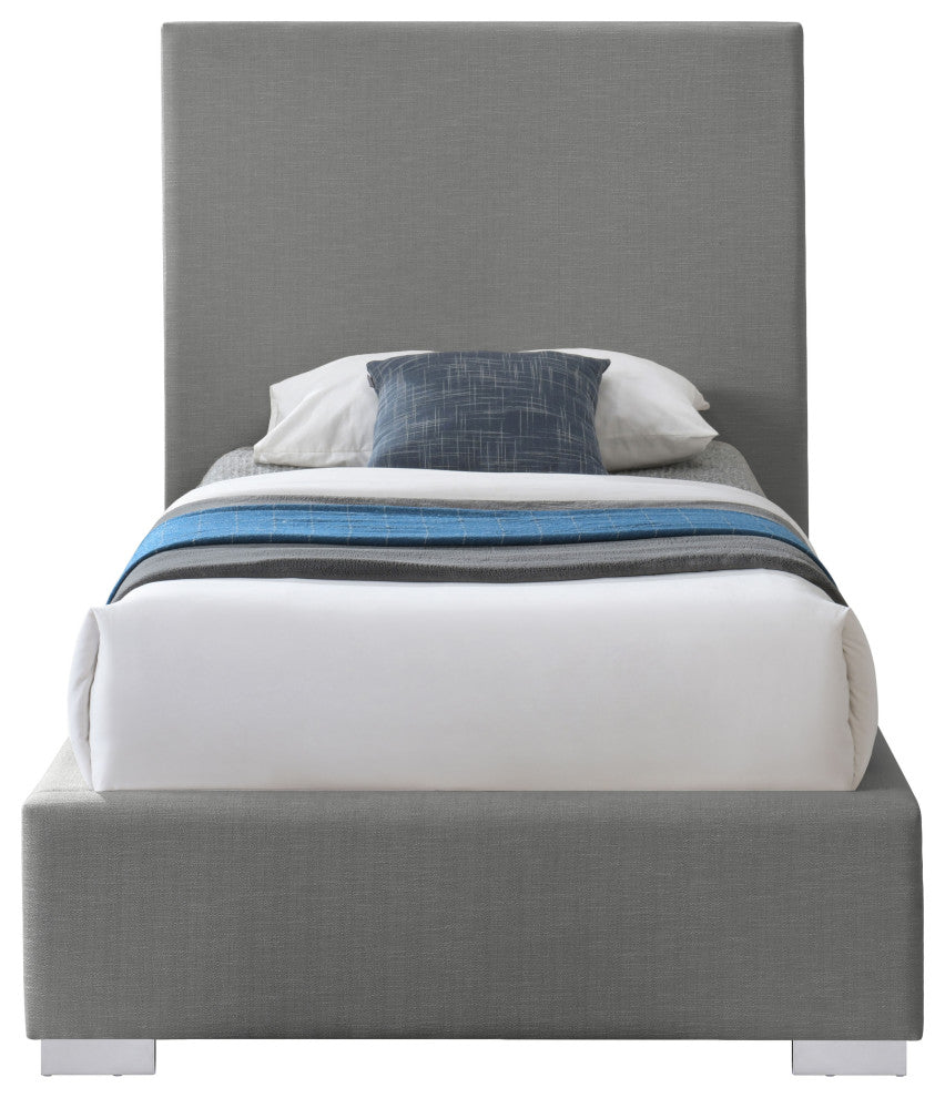 Crosby Linen Upholstered Bed, Gray, Twin