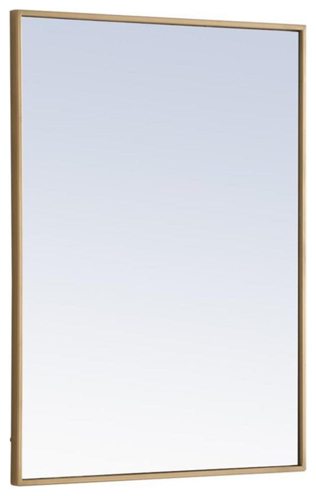 Elegant Decor Monet 32" x 24" Rectangle Metal Frame Mirror in Brass