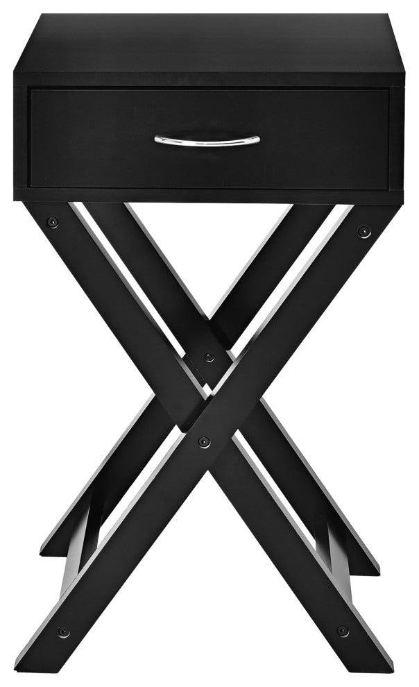 Nightstand x-Shape Drawer Accent Side End Table Modern Home Furniture Black
