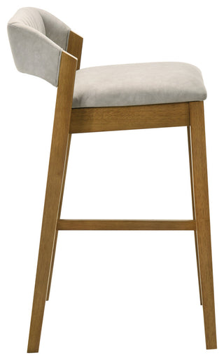 Landyn  Wood and Fabric Barstool, Gray, 30" Bar Height