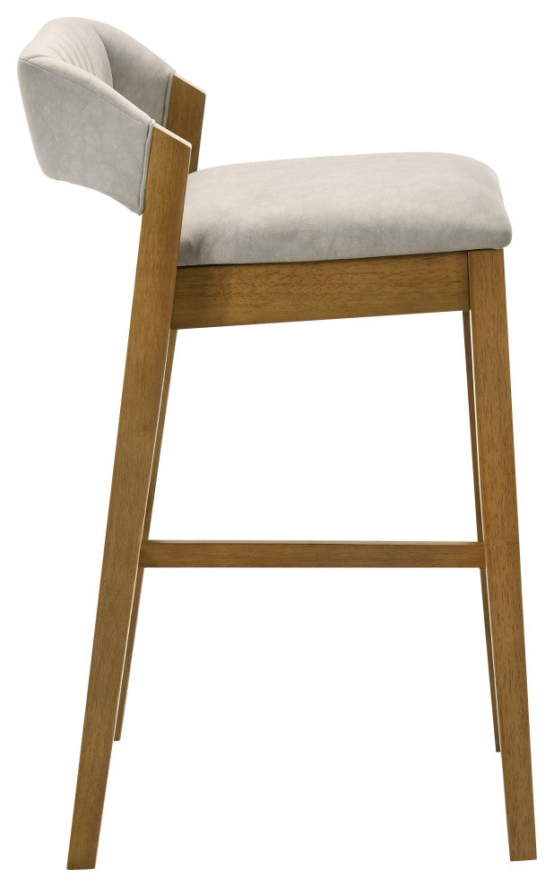 Landyn  Wood and Fabric Barstool, Gray, 30" Bar Height