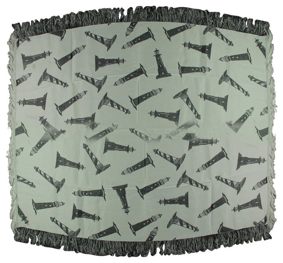 Manual Weavers Lighthouse Print Throw Blanket 48 X 60